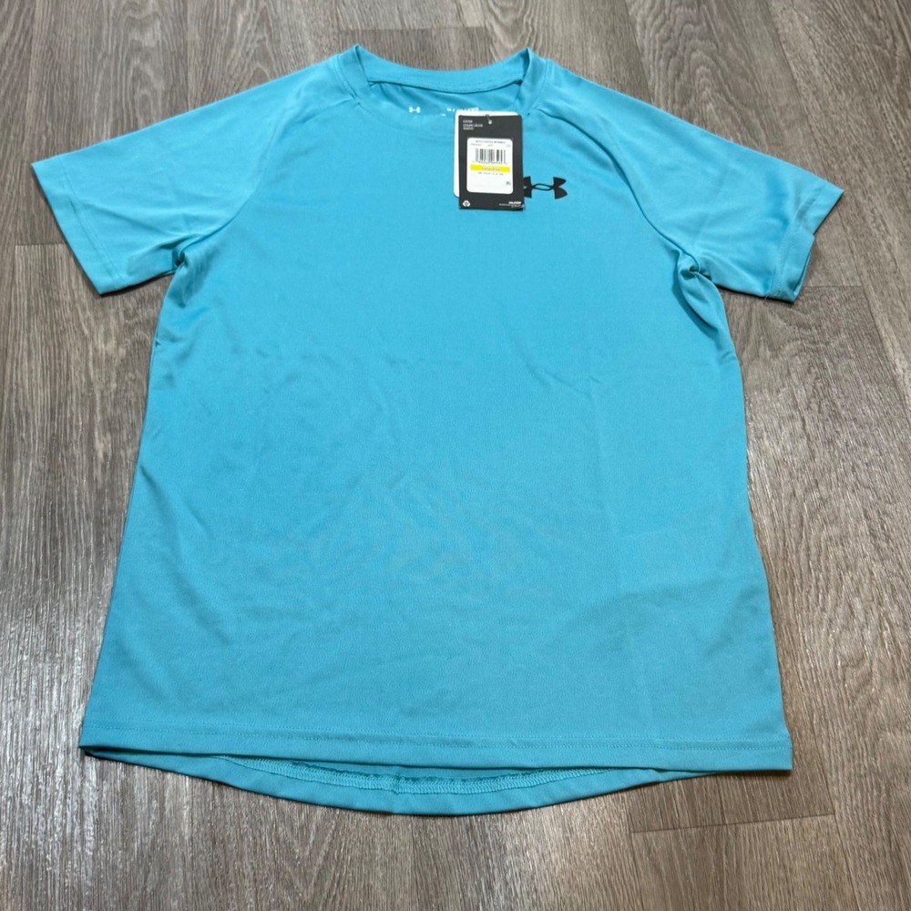 Boys Under Armour Tech 20 SS T Shirt Aqua Blue Youth Medium M UA‎ 1363284